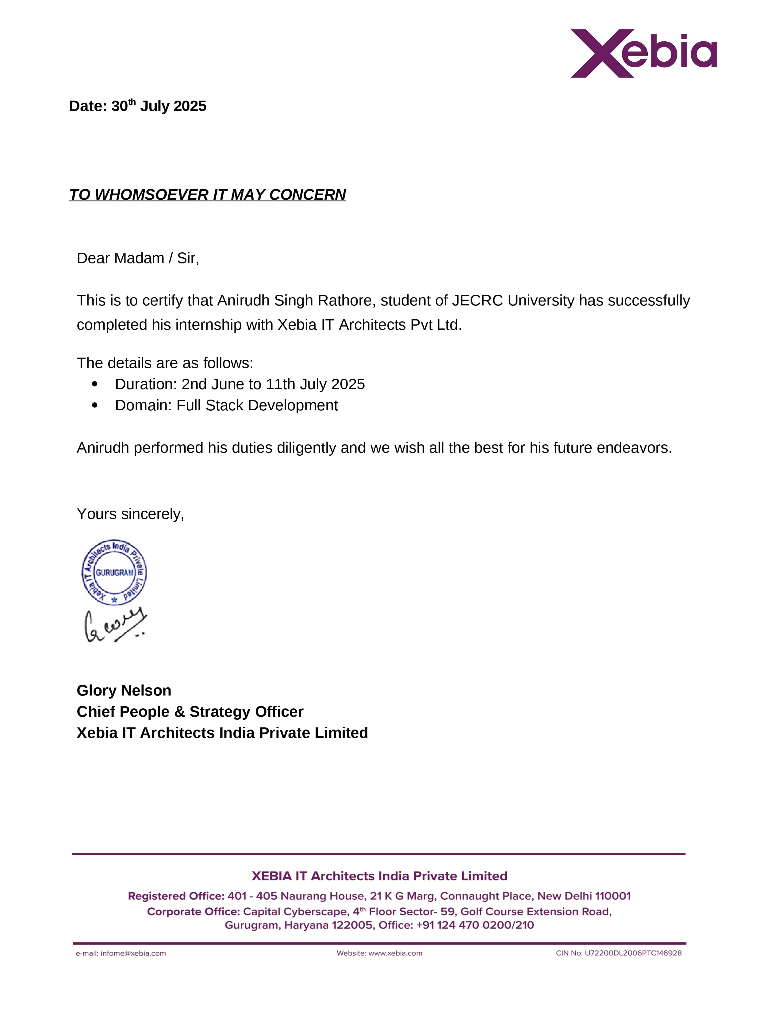 Xebia Certificate